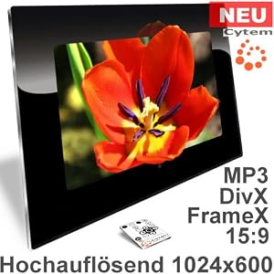 Cytem VX10w-pro Digitaler Bilderrahmen 25,6 cm (10.1 Zoll) (1024x600 / 15:9), 2GB interner Speicher, automatischer Bildrotation, Multi-Timer, spielt DivX-Video und MP3 / hochwertiger Acrylrahmen in schwarz