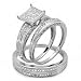 Sterling Silver Round White Diamond Men & Womens Micro Pave Engagement Ring Trio Bridal Set 1/2 CT (0.50 CT, H-I Color, I1-I2 Clarity)
