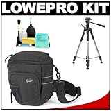 Lowepro Toploader Pro 65 AW (Black) Digital SLR Camera Holster Case + Tripo ....