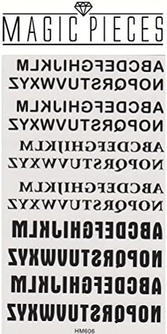 Magic Pieces Waterproof Non-toxic Temporary Tattoo Sticker with Letters Pattern Size 3.06"X5.13" HM606 0712025