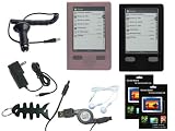 iShoppingdeals - Car Charger + Wall Home Charger + USB Sync Cable + Headset + Black Soft Case + Pink Soft Case + Screen Protector + Headset + Fishbone Keychain for Sony PRS 300 eBook Reader