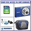 Sony DSC-W330 14.1MP Digital Camera with 4x Wide Angle Zoom with Digital Steady Shot Image Stabilization and 3.0 inch LCD (Blue) + Starter Pack # 1