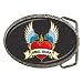 Belt Buckle of Flaming Winged Heart says Angel Heart