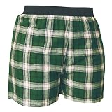 FALSE FLY – Green and White Tartan Plaid Check Cotton Flannel Plaid check boxers boxer shorts exposed waist false fly