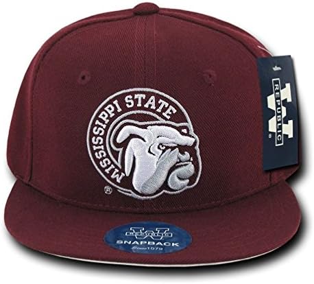 Maroon Mississippi Miss State Bulldogs NCAA Flat Bill Snapback Baseball Hat Cap