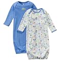 Gerber 2pk Infant Gowns in Blue - 0 - 6 Months