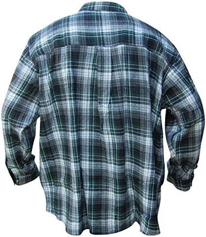 Mens Big and Tall Long Sleeve Heavy Weight Plaid Cotton Flannel Shirt (3X-Large, Green/White)