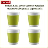 Bodum 10108-565 3.4 oz Green Canteen Porcelain Double Wall Espresso Cup Set Of 4 by Bodum