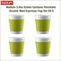 Bodum 3.4 Oz Green Canteen Porcelain Double Wall Espresso Cup Set Of 4