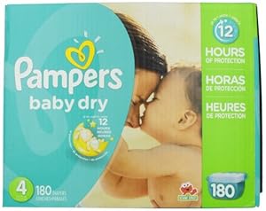 Pampers Baby Dry Diapers Size 4 Economy Pack Plus 180 Count