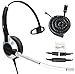 TruVoice HD-300 Deluxe Single Ear Headset with Noise Reduction Voice Tube and Bottom Cable to Work with Mitel, Nortel, Avaya Digital, Polycom VVX, Shoretel, Aastra, Fanvil, Digium + Many More