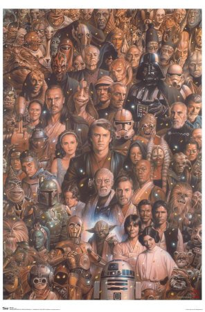 Star Wars ~ Star Wars Poster ~ Rare Art Collage of Characters!!!~ 24" x 36"