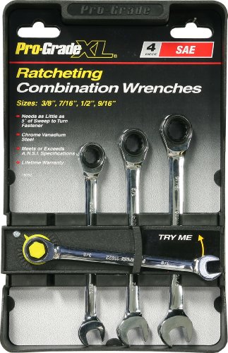 Pro-Grade 18052 4-Piece SAE Ratcheting Combo Wrench Set