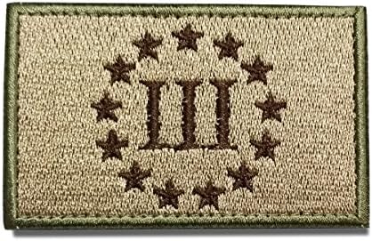 YIPINHONG 2"x3" Emblem Three Percenter Tactical Embroidery Velcro Patch - Multitan