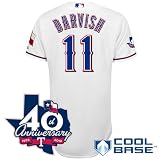 Yu Darvish #11 MLB Texas Rangers White Majestic Cool Base Jersey With 40th Anniversary Patch - Mens Size Medium (48) - Stitched - Free Shipping!!
