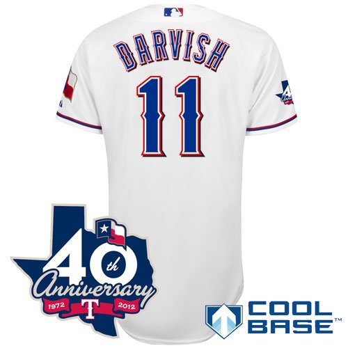 Texas Rangers Authentic 2012 Yu Darvish Home Cool Base Jersey w/ 40th Anniversary Patch