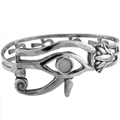 Egyptian Jewelry Silver Eye of Horus Bangle