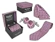 Pierre Roche Gent's Tie, Handkerchief and Cufflinks Boxed Set (Pink/Purple Pattern)