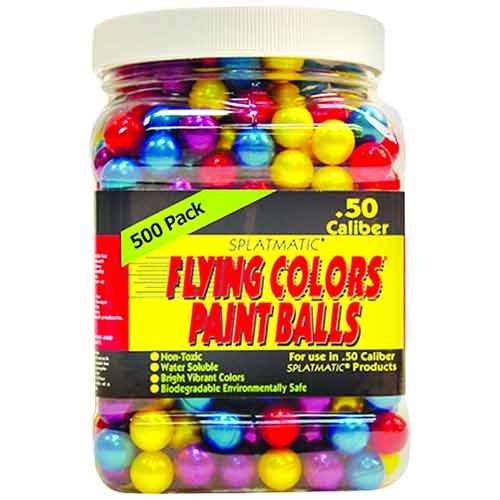 Splatmatic .50 Caliber 500 Count Paintballs, Assorted Colors
