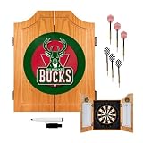 NBA Milwaukee Bucks Wood Dart Cabinet Set