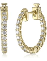 14kt Yellow Gold Diamond Inside and Outside Lucida Set Hoops, 1 Cttw (H-I Color, SI2-I1Clarity)