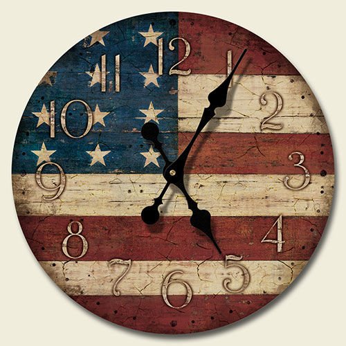 Wooden Wall Clock - American Flag - Made in USA