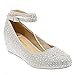 Chase & Chloe Womens 36-BOBBY12 Round Toe Med Low Heel Wedge Pump