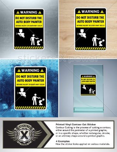 Humor Decals Sticker Warning Danger Do Not Disturb The Body Painter Car Window Wall Art Decor Doors Helmet Roommates Motorcycle Note Book Garage Size: 4 X 3 Inches Vinyl color print