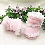 Candykids キッズ ベビー 暖か カジュアル ムートン ブーツ / 可愛い ボタン 付 つま先 ゆったり 履き口 ボア / 秋 冬 春 用 靴 ベビームートンブーツ 靴 (内寸12cm, ピン