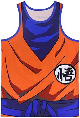 Yoyomanworld Men's Goku Vegeta Tank Top Super Saiyan Cosplay Costume (L, Wu)