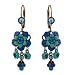 Michal Negrin Dangle Earrings with Hand-Painted Flowers, Turquoise and Blue Swarovski Crystals