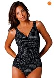 Woman Within Plus Size OCEANUS Crisscross 1 piece print swimsuit by Miraclesuit