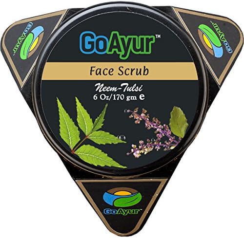 GoAyur Ayurvedic Face Scrub, Gentle Exfoliating &amp; Natural Facial Scrub, 100% Natural Fragrance, Neem Tulsi, 6 oz
