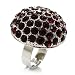 Silver-Tone Crystal Dome Shape Cocktail Ring (Burgundy)