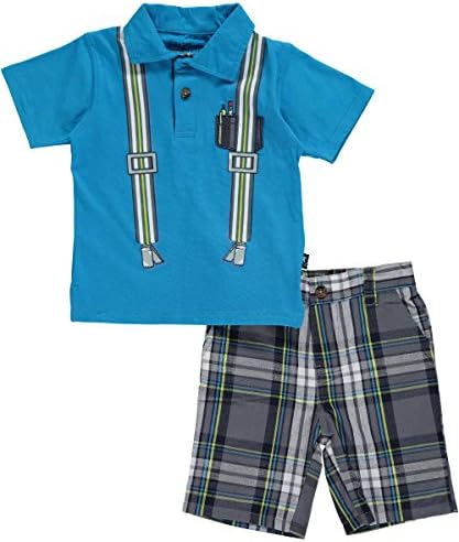 Kidzone Baby Boys' "Plaid Pocket Protector" 2-Piece Outfit - blue, 24 months