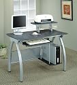 Modern Style Brushed Nickel Finish Computer Workstation