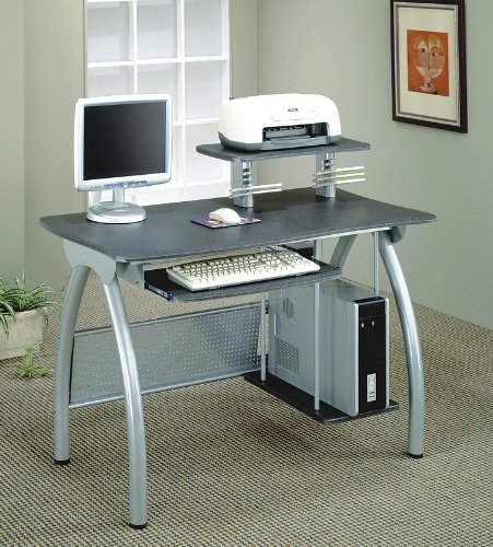 External hard drive:Modern Style Brushed Nickel Finish Computer Workstation