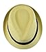 Hatter Mens Big Size Summer Straw Fedora Trilby Hat XL(60), XXL(62) Beige/Black