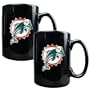 NFL Miami Dolphins Two Piece Black Ceramic Mug Set - Primary Logo