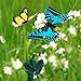 HQRP Pair of Solar Powered Flying Fluttering Butterflies Yellow Monarch and Blue Swallowtail for Garden Plants Flowers Plus Sun Meter
