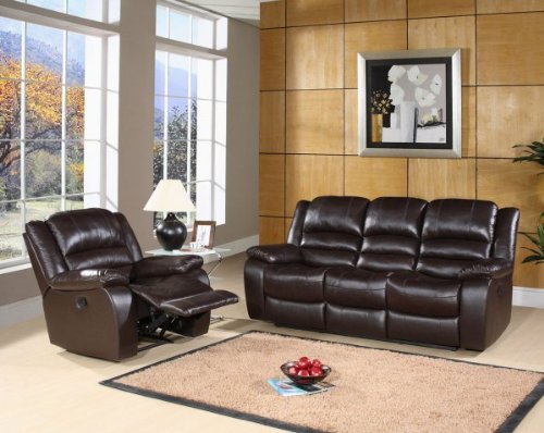 Brownstone Reclining Leather Sofa and Chair (Dark Brown) (40H x 42W x 42D) 510IzSqSPoL Brownstone Reclining Leather Sofa and Chair (Dark Brown) (40H x 42W x 42D)