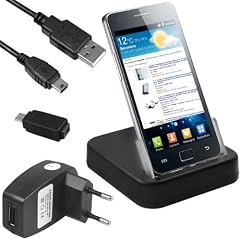 mumbi USB Dock Samsung i9100 Galaxy S2 SII S 2 II Dockingstation / Tischladestation + USB Datenkabel + Ladeger�t Netzteil + Adapter Mini auf Micro USB