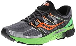 Saucony Men's Zealot ISO Running Shoe, Grey/Slime/Orange,10.5 M US