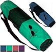 Yoga Mat Bag - Roomy Canvas Tote with Mesh Center, Long Zipper Closure, Interior & Exterior Pockets, & Adjustable Strap