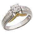 14Kt Two Tone Ladies Diamond Engagement Ring (Center stone is not included)