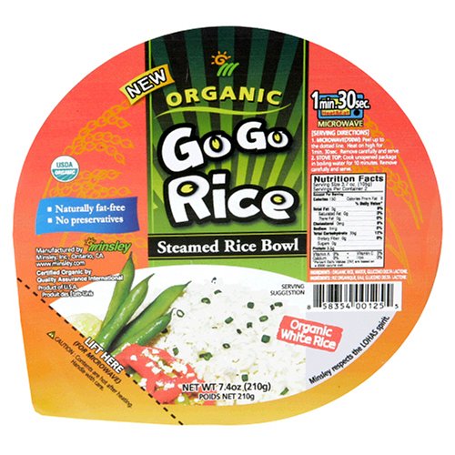 GoGo Rice White Rice Bowl, Organic, Microwaveable, 7.4 Ounce Bowls (Pack of 12)