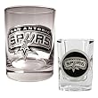 San Antonio Spurs NBA Rocks Glass & Square Shot Glass Set - Primary Logo by Great American Products