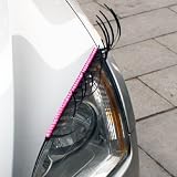 3D Car Eyelashes Headlight Lamp Auto sticker Pair with Pink crystal eyeliner 