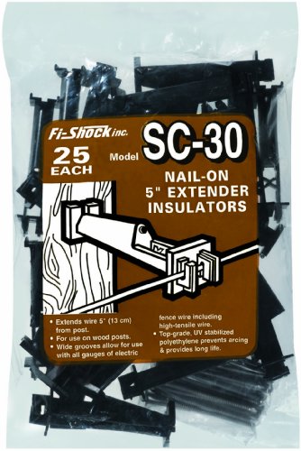 Fi-Shock SC-30B Black Nail-on 5-Inch Extender Wood Post Insulator, 25-Per Bag