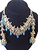 Gold Tone Partywear Jewelry Turquoise Kundan Polki Necklace Set Earrings